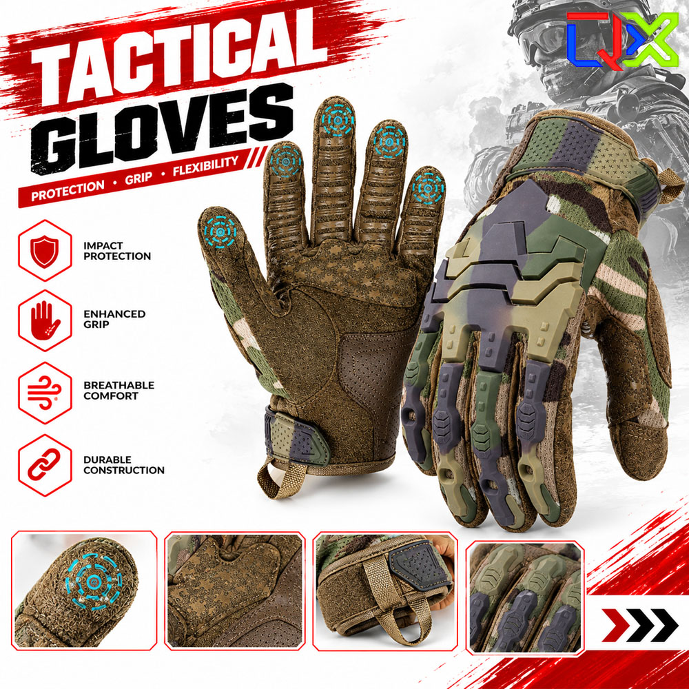 Work Glove Impact - Sarung Tangan Taktis QX, Dapat Digunakan